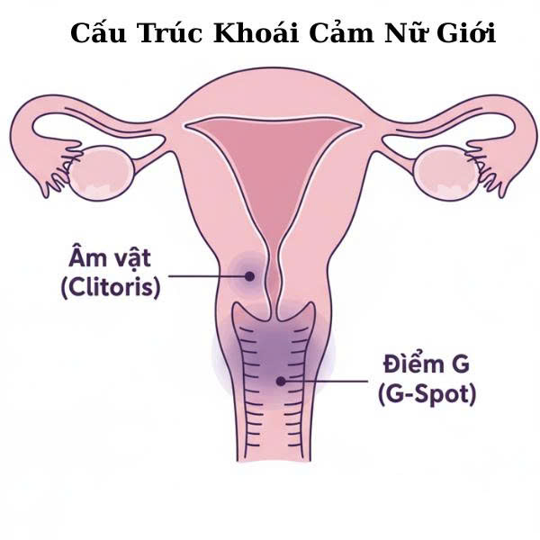 vị trí điểm g và âm vật trên cơ thể phụ nữ